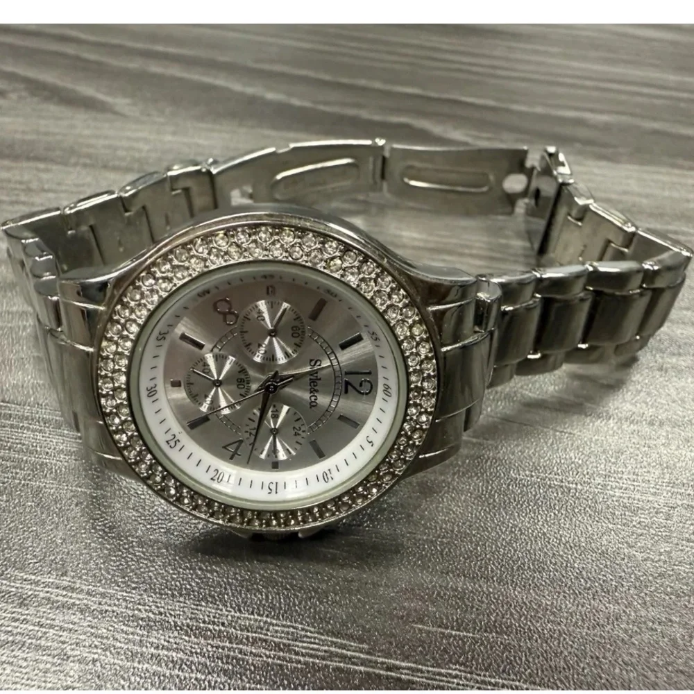 Style & Co Women’s Silver Stainless Steel Crystal Round Quartz Watch SC1169 F210